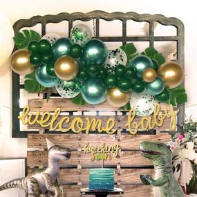 img 1 attached to 🦕 Dazzle at Your Baby Shower: Homond Dinosaur Decorations for Boys - Balloon Garland Kit, Supplies, Welcome Baby Banner, and Hatching Soon Cake Topper