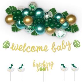img 3 attached to 🦕 Dazzle at Your Baby Shower: Homond Dinosaur Decorations for Boys - Balloon Garland Kit, Supplies, Welcome Baby Banner, and Hatching Soon Cake Topper