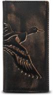 dapper men's co wallet: 🦆 premium leather with burnished finish duck design logo