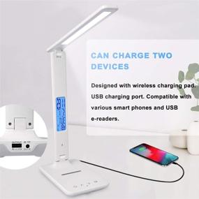 img 3 attached to Multifunctional LED Desk Lamp with Wireless Charger, Ideal for Home and Office, Dimmable Desk Lamp with USB Charging Port, Integrated Clock, Calendar, Thermometer, and Auto-timer for Reading Desk Lamp.