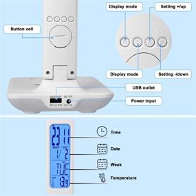 img 1 attached to Multifunctional LED Desk Lamp with Wireless Charger, Ideal for Home and Office, Dimmable Desk Lamp with USB Charging Port, Integrated Clock, Calendar, Thermometer, and Auto-timer for Reading Desk Lamp.