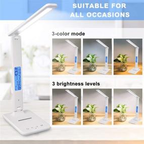 img 2 attached to Multifunctional LED Desk Lamp with Wireless Charger, Ideal for Home and Office, Dimmable Desk Lamp with USB Charging Port, Integrated Clock, Calendar, Thermometer, and Auto-timer for Reading Desk Lamp.