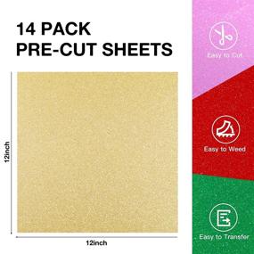 img 3 attached to HTVRONT Shimmer Vinyl - 14 Sheets Glitter Permanent Vinyl for Cricut - 12x12 ✨ inches with 3-Pack Assorted Colors Transfer Tape - Perfect for Decorations, Signs, Crafts, and Die Cutters