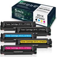 🖨️ vaserink high yield 5 pack toner cartridge replacement (2bk/1c/1y/1m) for hp color laserjet pro m252dw m252n mfp m277n m277dw m277c6 m274n printer - 201x cf400x cf401x cf402x cf403x logo