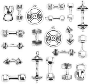 img 4 attached to 🏋️ JIALEEY Mixed Weight Charms Collection - Sports Kettle Bell Dumbbell Barbell Charms for DIY Fitness Necklace Jewelry Making 20pcs(100g)