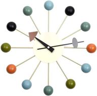 tiandihe wood ball wall clock: silent battery operated non ticking 13 inches - stylish quartz clock for decorative living room logo