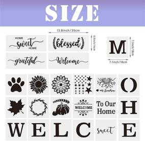 img 3 attached to 🎨 IHUIXINHE 23-Piece Welcome Painting Stencils Set: Welcome, Sunflower, Dog Paw, and Other Patterns for Reusable Wood Painting, Home Signs, Front Door Welcome Signs, Room Door Décor