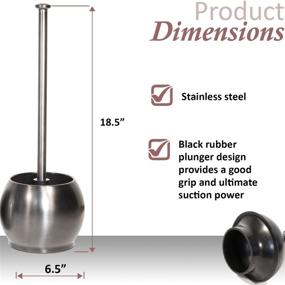 img 3 attached to 🚽 Gun Metal Toilet Plunger – Deluxe Freestanding Stainless Steel, 6.5” x 6.5” x 18.5” by ToiletTree Products