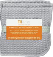 mukitchen microfiber waffle dishcloth set of 3, 12 by 12-inches in storm - high-quality cleaning cloths for an effortless kitchen experience logo