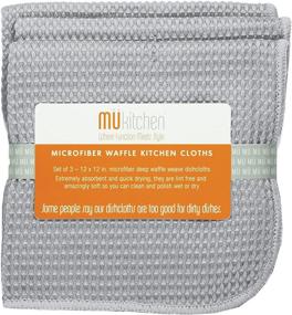 img 1 attached to MUKitchen Microfiber Waffle Dishcloth Set of 3, 12 by 12-Inches in Storm - High-Quality Cleaning Cloths for an Effortless Kitchen Experience