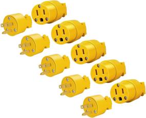 img 4 attached to ⚡️ ENERLITES Electrical Replacement Plug & Connector Set, 15A 125V, Straight Blade Grounding Type, NEMA 5-15P & 5-15R, UL Listed, 66202-Y, Yellow, 5 Pack
