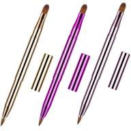 🌈 3 piece retractable makeup brush set - dual end lip brush, concealer brush, and eyeshadow foundation applicators (gold, purple, bright pink) logo