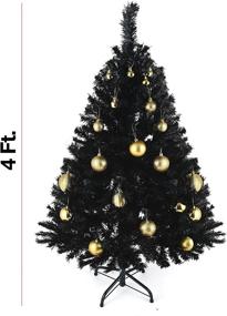 img 2 attached to 🎄 Prextex 4 Feet Black Christmas Tree - Premium Hinged Artificial Canadian Fir - Easy Assembly with Metal Stand