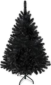 img 4 attached to 🎄 Prextex 4 Feet Black Christmas Tree - Premium Hinged Artificial Canadian Fir - Easy Assembly with Metal Stand