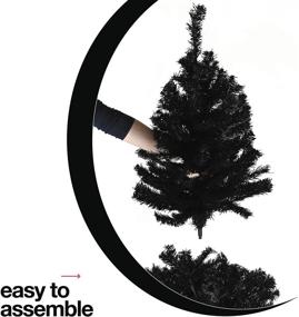 img 1 attached to 🎄 Prextex 4 Feet Black Christmas Tree - Premium Hinged Artificial Canadian Fir - Easy Assembly with Metal Stand