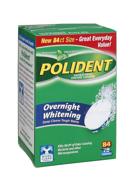 таблетки для очищения зубных протезов polident triple mint freshness - 84 шт.: ночной отбеливающий и антибактериальный эффект. логотип