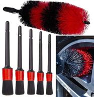 🚗 yisharry li car wheel cleaning brush kit - 18-inch soft bristle tire brush and set of 5 different sized boar hair detail brushes logo