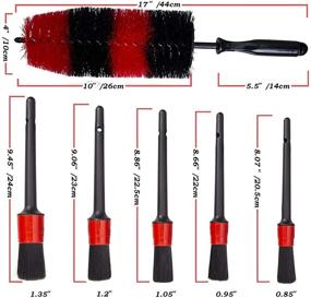 img 3 attached to 🚗 YISHARRY LI Car Wheel Cleaning Brush Kit - 18-inch Soft Bristle Tire Brush and Set of 5 Different Sized Boar Hair Detail Brushes
