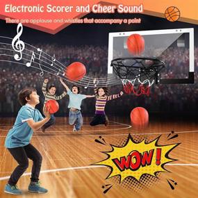 img 1 attached to 🏀 CEGOUFUN Indoor Basketball Hoop with Electronic Scorer & Shatter Resistant Backboard - Mini Basketball Toy Gift Set for All Ages