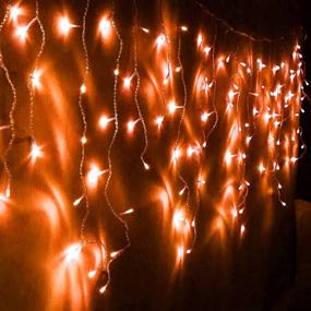 img 2 attached to Dazzle Bright 360 LED Icicle String Lights, Halloween Decorations with 8 Modes – Indoor/Outdoor Fairy Lights for Room, Garden, and Holiday Parties (Orange)