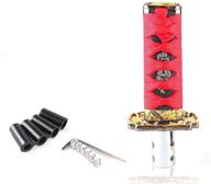 top10 racing 10cm gear shift knob sword shift knobs katana samurai shift gear lever universal fit for manual cars most automatic cars with 4 adapters red black logo