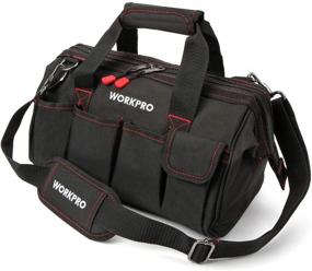 img 4 attached to 🛠️ WORKPRO 14-inch Tool Bag: Multi-Pocket Tool Organizer with Adjustable Shoulder Strap - W081021A (Black)