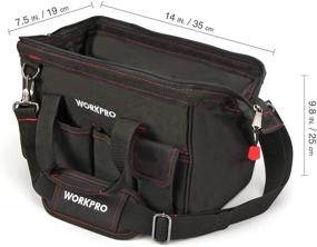 img 3 attached to 🛠️ WORKPRO 14-inch Tool Bag: Multi-Pocket Tool Organizer with Adjustable Shoulder Strap - W081021A (Black)