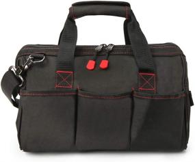 img 2 attached to 🛠️ WORKPRO 14-inch Tool Bag: Multi-Pocket Tool Organizer with Adjustable Shoulder Strap - W081021A (Black)