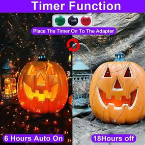 img 1 attached to Outdoor Halloween String Lights, 3 Pack - 99Ft 300LED Fairy Lights with Timer Remote - Waterproof Battery Operated Halloween Decorations for Home Yard - 33Ft Each (Orange)