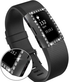 img 1 attached to 💎 Stylish and Protective Black Yu Store Fitbit Charge 2 PC Case with Bling Crystal Rhinestones - Ideal for Women and Girls