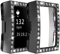 💎 stylish and protective black yu store fitbit charge 2 pc case with bling crystal rhinestones - ideal for women and girls logo