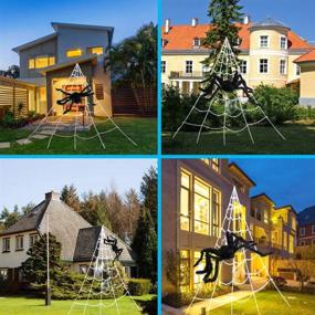 img 3 attached to 🕸️ AODINI Spider Web Halloween Decorations: 16 × 15 Feet Giant Triangular Spider Web with Fake Big Spider, Perfect for Indoor and Outdoor Yard, Haunted House, and Halloween Party Décor