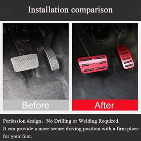 img 2 attached to 🔴 XITER No Drill Anti-Slip Aluminum Gas Brake Pedal Cover for Honda HRV 2014-2019 (RED)