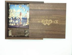 img 4 attached to 📸 LXSINO Wood USB 3.0 Flash Drive: Laser Engraved Mr & Mrs Design - 32GB Wood USB 3.0 Memory Stick with Photography Wood Box (Walnut)