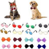 🐾 yuecoofei 8 pet sunglasses and bow tie collars set - perfect photo props for pet role-playing toys logo