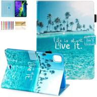 🌴 dteck case for ipad pro 11 inch 2021/2020/2018, compatible with ipad air 4th 10.9&#34;, pu leather multi-angle viewing stand protective folio smart wallet cover with auto wake/sleep feature, beach live it logo