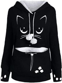 img 2 attached to 🐱 Stylish and Convenient Women's Big Pouch Hoodie Pet Cat Dog Carriers Pullover Sweatshirts by Sexyshine