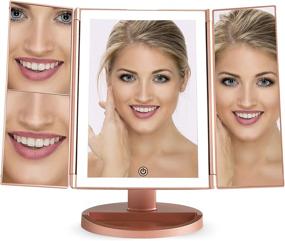 img 3 attached to 💄 Enhanced Beauty with Prosper Beauty - Lighted Makeup Mirror Vanity: LIT by 36 LED Lights, Bright Natural Beauty Cosmetic Travel Trifold, 1x/2x/3x Magnification, USB Charging, 180 Degree Adjustable Stand (Rose Gold)