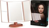 💄 enhanced beauty with prosper beauty - lighted makeup mirror vanity: lit by 36 led lights, bright natural beauty cosmetic travel trifold, 1x/2x/3x magnification, usb charging, 180 degree adjustable stand (rose gold) logo