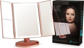 img 4 attached to 💄 Enhanced Beauty with Prosper Beauty - Lighted Makeup Mirror Vanity: LIT by 36 LED Lights, Bright Natural Beauty Cosmetic Travel Trifold, 1x/2x/3x Magnification, USB Charging, 180 Degree Adjustable Stand (Rose Gold)