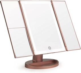 img 2 attached to 💄 Enhanced Beauty with Prosper Beauty - Lighted Makeup Mirror Vanity: LIT by 36 LED Lights, Bright Natural Beauty Cosmetic Travel Trifold, 1x/2x/3x Magnification, USB Charging, 180 Degree Adjustable Stand (Rose Gold)