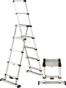 img 1 attached to 🪜 Telesteps 12ES OSHA Compliant Telescoping Ladder | Fully Automatic One-Touch Release | 8ft Wide Pro Step | Telescoping A-Frame Stepladder | 2 Extra Safety Leaning Rungs | Up to 12ft Reach