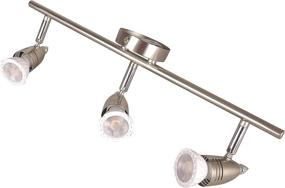 img 1 attached to KimYan Plug-in Three-Light Track Lighting Kit, Brushed Nickel Finish, with On/Off Switch and MR16GU10 LED Bulbs, Warm White Color, High CRI90