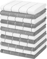 gryeer 12-pack microfiber kitchen towels: super absorbent, soft, and lint-free 🧼 dish towels in stripe design - 18 x 26 inch, gray and white logo