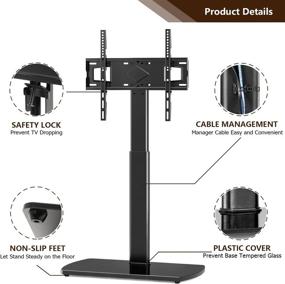 img 1 attached to 📺 TAVR Universal Swivel Floor TV Stand Base with Mount for 26-60 inch LCD LED OLED Plasma Flat or Curved Screen TVs - Height Adjustable TV Mount Stand with Cable Management and Media Storage - Black