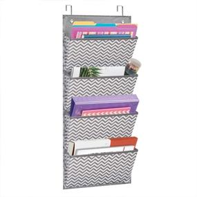 img 4 attached to Eamay Wall Mount/Over Door File Hanging Storage Organizer - 4 Large Office Supplies File Document Organizer Holder for Office, School, Classroom, or Home Use - Wave Pattern