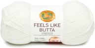 🌸 luxuriously soft lion brand yarn feels like butta yarn in white logo