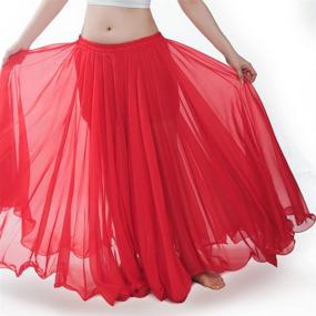 img 1 attached to 👗 ROYAL SMEELA Chiffon Belly Dance Skirt for Women - Belly Dancing Costume Outfit, Tribal Maxi Full Skirts - Solid Color Skirt Voile