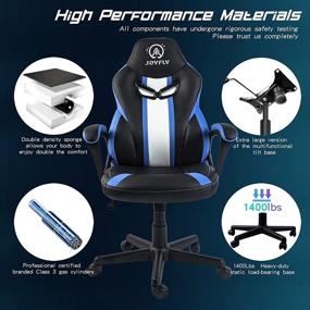 img 2 attached to 🎮 Ergonomic Gaming Chair for Teens and Adults - JOYFLY Blue Gamer Chair with Lumbar Support