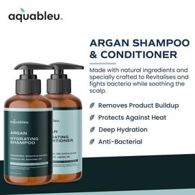 img 1 attached to 🌿 “Aquableu Argan Shampoo and Conditioner Set: Ultra Moisturizing, Restorative, and Strengthening Solutions for Dry, Damaged, and Curly Hair - Natural Argan & Jojoba Oil, 16oz, Sulfate & Paraben Free